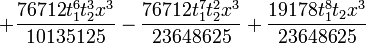 +\frac{76712 t_1^6 t_2^3 x^3}{10135125}-\frac{76712 t_1^7 t_2^2
   x^3}{23648625}+\frac{19178 t_1^8 t_2 x^3}{23648625}