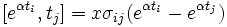 [e^{\alpha t_i}, t_j] = x\sigma_{ij}(e^{\alpha t_i}-e^{\alpha t_j})