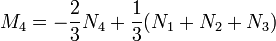 M_4 = -\frac23 N_4 + \frac13(N_1 + N_2 + N_3)