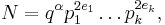 N=q^{\alpha} p_1^{2e_1} \ldots p_k^{2e_k},