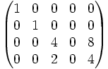 \begin{pmatrix}1&0&0&0&0\\0&1&0&0&0\\0&0&4&0&8\\0&0&2&0&4\end{pmatrix}