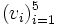 (v_i)_{i=1}^5