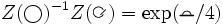 Z(\bigcirc)^{-1}Z(\MobiusSymbol)=\exp(\isolatedchord/4)