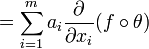 =\sum_{i=1}^m a_i\frac{\partial}{\partial x_i}(f\circ\theta) 