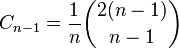 C_{n-1} = \frac{1}{n}\binom{2(n-1)}{n-1}